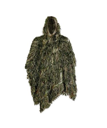 AUSCAMOTEK Ghillie Suit Poncho for Hunting Bird Watch Gilly Camouflage Cloak Green and Desert