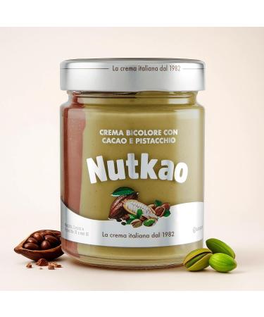 Two-tone pistachio and cocoa spread 330g sweet hazelnut cream made in Italy Nutkao - Buy Online on GoSupps.com