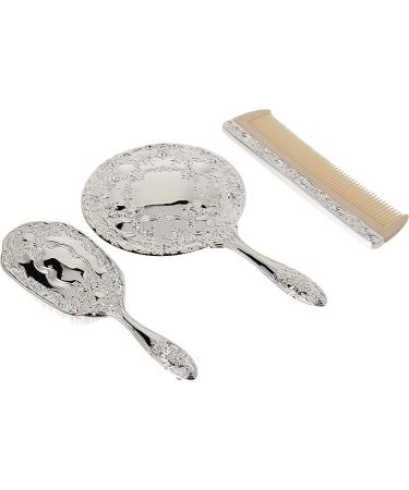 3 pc Silver Chrome Girls Vanity Set Comb Brush Mirror. - Buy Online on GoSupps.com