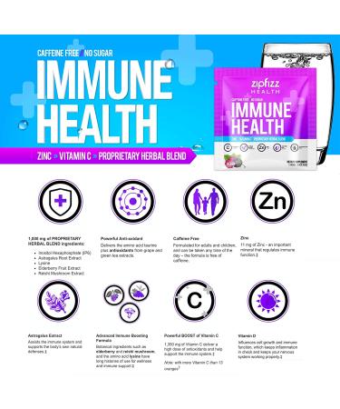 Zipfizz Immune Health Caffeine-Free Berry - 30 Packets (0.35 oz Each) | Boost Your Immunity - Buy Online on GoSupps.com