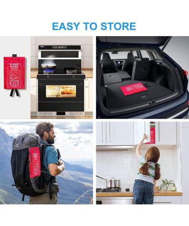 2 Pack Deluxe Emergency Fire Blanket for Home and Kitchen | Fireproof & Fire Retardant | House Fire Extinguisher Kit - Buy Online on GoSupps.com