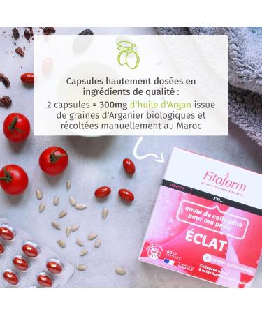 Fitoform - Radiance - Marine Collagen and Plant Hyaluronic Acid - Food Supplement Formulated for Skin Radiance and Beauty - Made in France - Cure 1 Month 60 Capsules - Buy Online on GoSupps.com