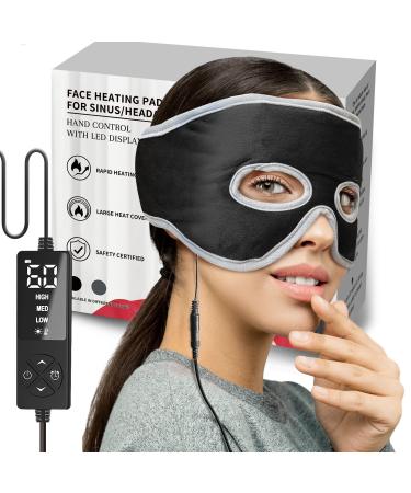 Sinus Relief Mask with 3 Heat Settings for Sinus Pressure Relief Face Heating Pad for Face Sinusitis Tension Headache Relief Black