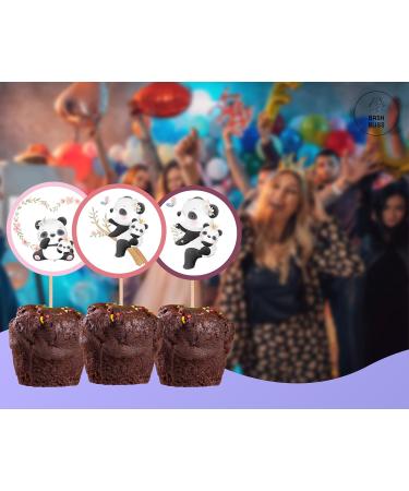 24-Pack Panda Girl Cupcake Toppers Cake Topper Centerpiece - 2.5x2.5in & 5-inch Tall - Double-Sided High-Resolution - Heavy Cardstock Pre-Assembled with Stick for Whimsical Celebrations - Buy Online on GoSupps.com