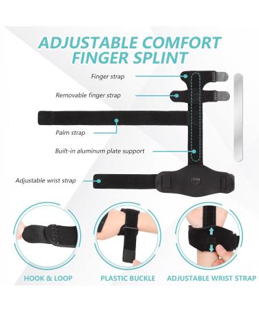 Trigger Finger Splint - Adjustable Hand Brace for Broken Fingers & Metacarpal Support | Finger Splints for Index Middle Ring & Pinky (L/XL - Buy Online on GoSupps.com