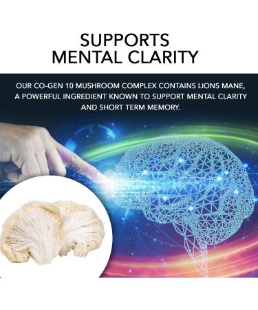 CO-GEN 10 - Mushroom Complex Lion's Mane Cordyceps Turmeric Reishi Piperine Clubmoss Non GMO/Gluten Free Cognitive Health 60 Capsules - Buy Online on GoSupps.com