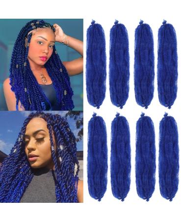 Marley Hair 24 Inch Pre Separated Springy Afro Twist Hair 8 Packs Marley Twist Braiding Hair for Faux Locs Crochet Hair Synthetic Protective Spring Twist Hair Extensions for Black Women (blue#) 24 Inch(Pack of 8) blue#