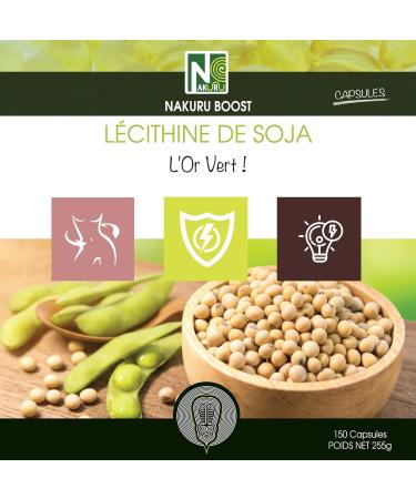 NAKURU | Soy Lecithin | Boost Range | Made in France | Green Gold! | (150 Capsules of 1700 mg/Net Weight: 255 g) - Buy Online on GoSupps.com