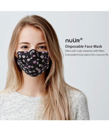 NU R 10pcs Floral 3 Ply Disposable Face Mask with Filter Layer & Elastic Earloop - FLORAL-017 | Retail Sealed Bags - Buy Online on GoSupps.com