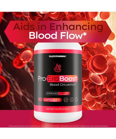 Pro EroBoost - Improved Formula - Our Best Advanced Blood Flow Supplement for Men & Best Circulation Supplement - Increase Blood Flow Max Performance - Vasodilator Nitric Oxide Circulation Pills - Buy Online on GoSupps.com