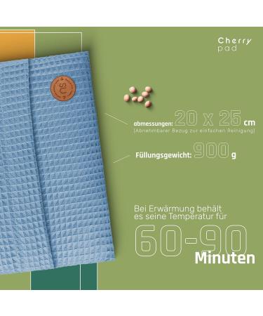 Cherypad Cherry Stone Pillow | Natural Cotton Heat/Cooling Pillow | Handmade Gifts | 25x20 cm | Blue Waffle Cotton - Buy Online on GoSupps.com