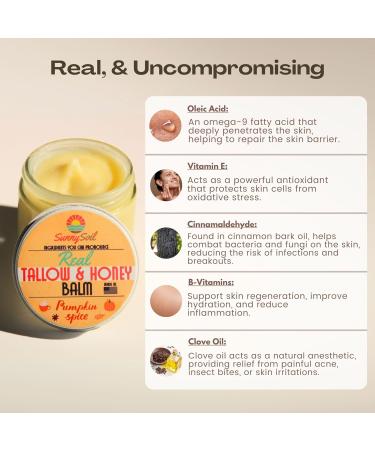 Pumpkin Spice Tallow Balm Moisturizer For Skin with Raw Honey and Shea Butter | Real Natural & Organic Face & Body Butter For Dry Skin - (2oz) Pumpkin Spice 2 Ounce (Pack of 1) - Buy Online on GoSupps.com