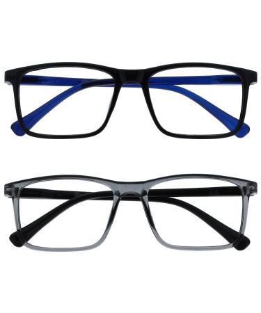 Opulize ink long -distance glasses 2 Pack Large rectangular frame spring hinges scratch -resistant black gray men mm4-17 -50 -1.50 diopters (2 pack) black blue / gray black - Buy Online on GoSupps.com