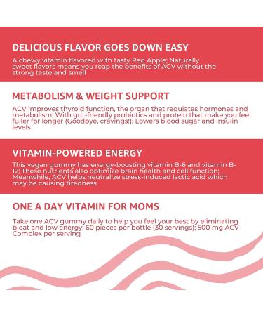 Baby Blues Apple Cider Vinegar Gummies - Vegan, Non-GMO, Gluten-Free Supplement with Vitamin B-6 & B12 - 60 Pieces - Buy Online on GoSupps.com