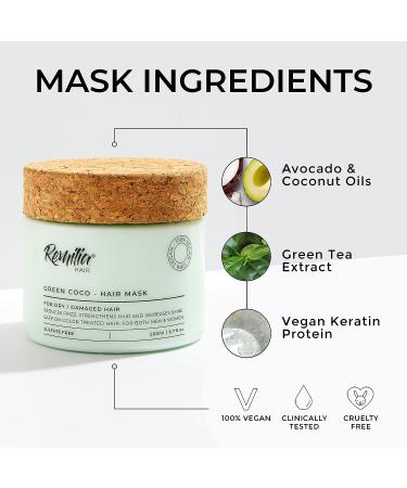 Remilia Hair Keratin Hair Mask - Deep Repair Treatment with Coconut Oil, Green Tea, Avocado & Castor Oil - 200ml - Buy Online on GoSupps.com