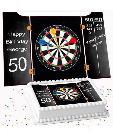 DARTS BOARD BIRTHDAY PERSONALISED ICING EDIBLE COSTCO CAKE TOPPER R1-4565 - Buy Online on GoSupps.com