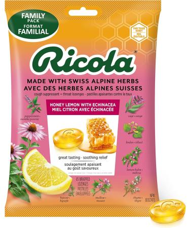 Ricola Lemon Mint No Sugar Added Throat Drops & Honey Lemon Echinacea Cough Drops Lemon Mint + MEDICATION 036602335899 - Buy Online on GoSupps.com