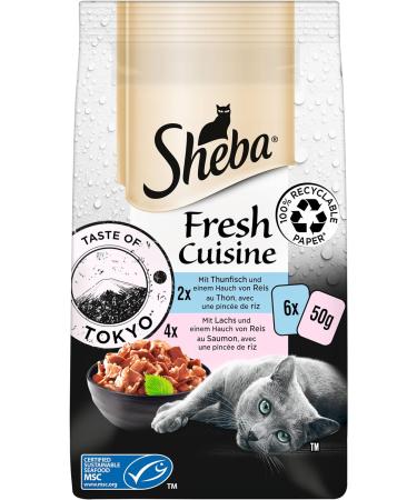 Buy Sheba Fresh Cuisine Taste of Tokyo - Premium Tuna & Salmon Wet Cat Food - 6 x 50g Pouches - MSC Certified Quality - Buy Online on GoSupps.com