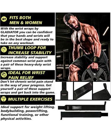 Gladiator 18 American Flag Wrist Wraps for Weightlifting - Unisex 18-Inch Lifting Straps - Buy Online on GoSupps.com