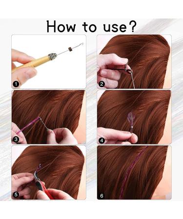 Avodova Glitter Hair Extensions - 12 Color Multi-Colored Strands for Vibrant Hairstyles | Synthetic Hair Kits with Hooks - Buy Online on GoSupps.com