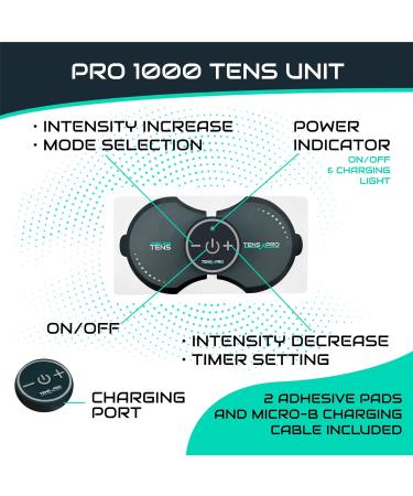 Pro 1000 Wireless Tens Unit - Portable Electric Muscle Stimulator for Pain Relief | Deep Tissue EMS Therapy Device - Mini Tens Massager for Back Neck Shoulder Leg Arm (2 Pads - Buy Online on GoSupps.com