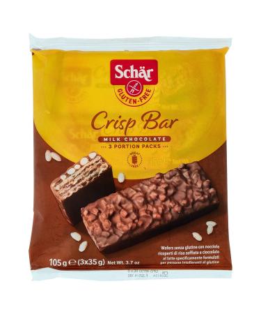Sch r Schar Crisp Bar Crisp Bar Waffles with Hazelnuts Covered with Puffed Rice and Milk Chocolate Gluten Free 3 x 35g Snacks + Polpa Italian Gourmet 400g (14.1oz)