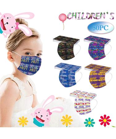 ZQP BEUU 50PCS Kid Outdoor Gear 2021 Happy New Year Disposable 3-Ply Disposable Face Mack Face Covering Bandana for Outdoor - Buy Online on GoSupps.com