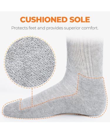 FITEXTREME MORESTEP Diabetic Crew Socks 3 Pairs Grey | Non-Binding Top, Anti-Slip Grips, Cushioned Sole - Buy Online on GoSupps.com