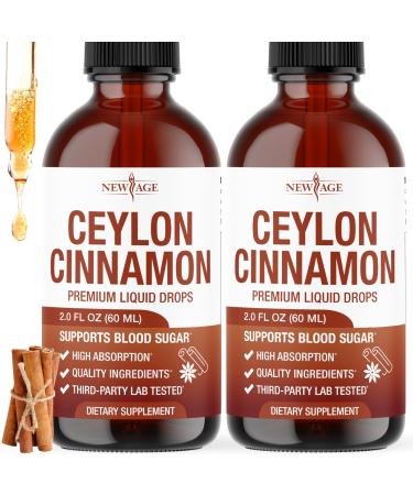NEW AGE Ceylon Cinnamon Tincture Drops - Liquid Cinnamon Supplements for Overall Support - Cinnamomum Verum Bark Extract - Vegan, Sugar & Alcohol-Free, Non-GMO - 4 fl oz 2 Fl Oz (Pack of 2)
