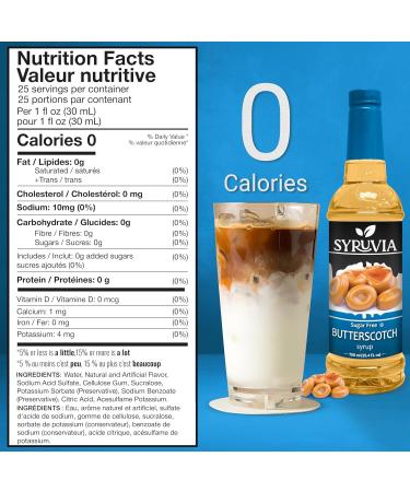 Syruvia Sugar-Free Butterscotch Coffee Syrup - 25.4 fl oz Premium Coffee Flavoring Syrup - 0 Calorie- Kosher Coffee Syrups Gluten Free Perfect for Drinks Soda Shakes Desserts and More. - Buy Online on GoSupps.com