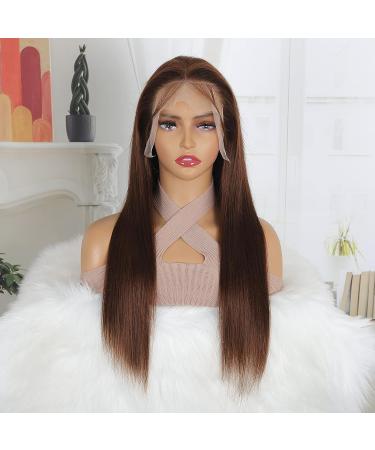 ZLIKE 28inch Brown Straight HD Lace Front Wig - Brazilian Virgin Human Hair Wig for Women - Buy Online on GoSupps.com