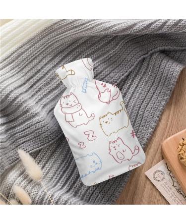 White Cat Hot Water Bottle with Plush Cover - Hand Warmer for Adults & Children | 26.5x15.3cm - International Shipping - Buy Online on GoSupps.com