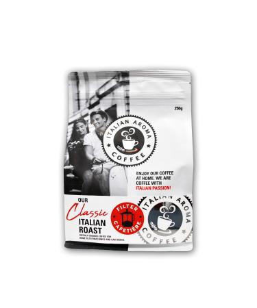 Italian Aroma Coffee - 250g Filter Ground Coffee for Cafeti re s/French Press and Home Filter Machines - Coarse Grind Coarse Grind for CAFETIERES / FILTER COFFEE