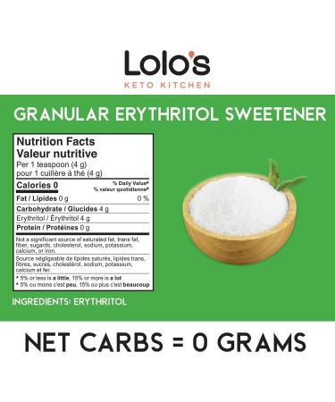Lolo's Keto Kitchen Erythritol Sweetener 1lb Granular Keto Sweetener Zero Carbs Calorie Free Sweetener Perfect Sugar Alternative for Baking 1 Pounds 453 g (Pack of 1) - Buy Online on GoSupps.com