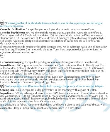 Ashwagandha Rhodiola Box of 30 Capsules - 1 Month | Calm Serenity Stress Restful Sleep Fatigue | Optim Serenity - Buy Online on GoSupps.com