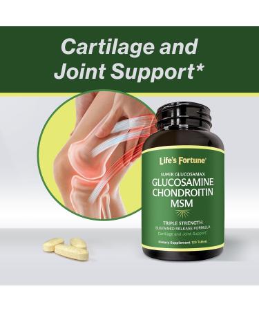 Life's Fortune Triple Strength Glucosamax - 1000mg Premium Glucosamine Chondroitin and MSM Supplement with Vitamin C for Joint Comfort & Mobility 120 Tab - Buy Online on GoSupps.com