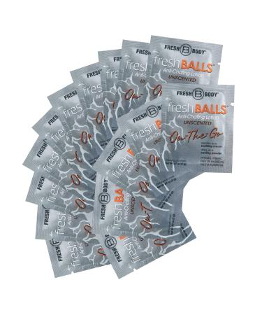 Fresh Body FB - Fresh Balls On-The-Go Anti Chafing Lotion 0.07 Fl Oz Travel Size Packet (15 Pack) - Ball Deodorant for Men and Soothing Chafing Cream to Powder Hygiene for Groin Area 0.07 Fl Oz (Pack of 15)