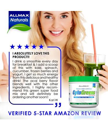 ALLMAX Naturals CYTO-Greens Premium Green Superfood Acai Berry Green Tea 14 Servings - Buy Online on GoSupps.com
