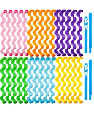 30 Pieces Heatless Hair Waves Curlers Spiral Curls Styling Kit No Heat Hair Curlers Waver Spiral Curlers Hair Rollers with 2 Pieces Styling Hooks for Most Hairstyles (30 cm) 11.81 Inch (Pack of 30)