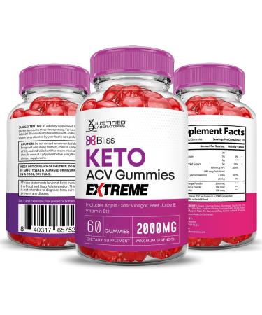 Bliss Keto ACV Gummies 2000MG (2 Pack) - Apple Cider Vinegar with Pomegranate & Beet Juice Vegan Non-GMO - 120 Gummies for Weight Loss & Detox - Buy Online on GoSupps.com