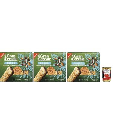 Mulino Bianco, Gran Cereale, snack, dried fruit beams with coconut pieces, chocolate and almonds, for breakfast and sweet snacks, 3 x 112 g + Italian Gourmet polpa 400 g