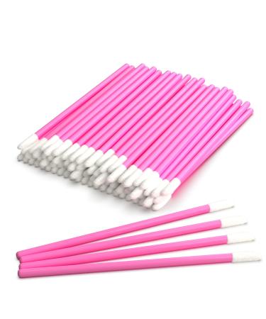 Stelone 100 Disposable Lip Brushes, Lipstick & Lip Gloss Applicators Lint Free Lip Wands for Makeup 100 Count (Pack of 1) Pink