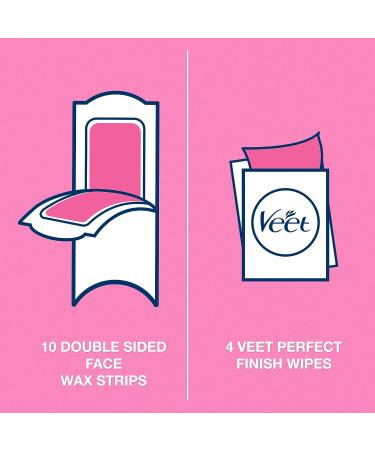 Veet EasyGrip 20 Wax Strips with 4 Perfect Finish Wipes for Face - Buy Online on GoSupps.com