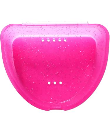 Slim Orthodontic Dental Case - Colour & Glitter Choices for Retainers Bleaching Trays Dentures & More (Glitter Pink) - Buy Online on GoSupps.com