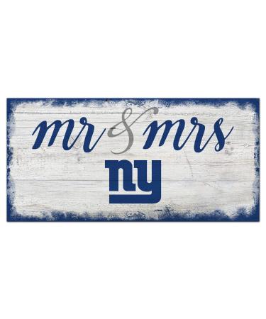 Fan Creations NFL New York Giants Unisex New York Giants Script Mr & Mrs Sign, Team Color, 6 x 12