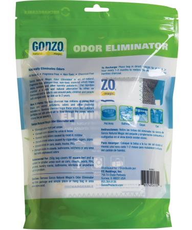 Gonzo Bamboo Charcoal Odor Eliminator 250g - Natural Air Freshener Bags for Home Pets & Gym - Purifying Charcoal Odor Absorber - Buy Online on GoSupps.com