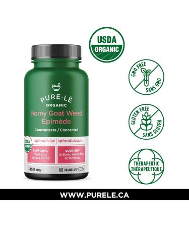 USDA Organic Horny Goat Weed 60 Organicaps - Organic New Enhancement Supplement for Men and Women Works Better than tablets Liquid Tea Cream or Spray to Improve Energy and Endurance - Ultra Premium Performance Supplement - No Binders Nothing Artificial - Buy Online on GoSupps.com
