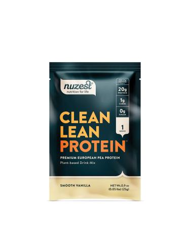 Smooth Vanilla Clean Lean Protein by Nuzest - Premium Vegan Protein Powder, Plant Protein Powder, European Golden Pea Protein, Dairy Free, Gluten Free, GMO Free, Single Serving