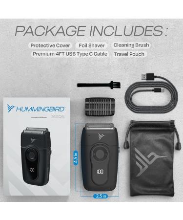 HUMMINGBIRD MK2 Compact Foil Shaver No Nick No Cut Portable USB C Rechargeable Electric Razor for Men | Dual Foil Flex Head & Travel Groomer with LED Display - Buy Online on GoSupps.com