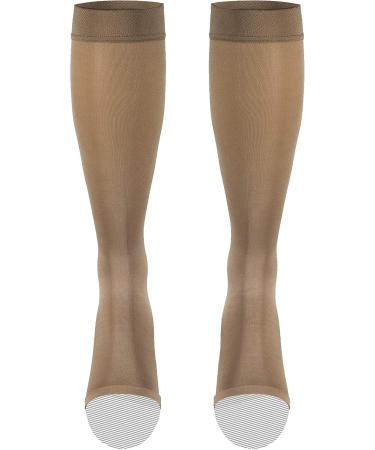 Truform Women's Compression Stockings 15-20 mmHg - Knee High Open Toe Opaque Beige Small (1 Pair) - International Shipping Available - Buy Online on GoSupps.com